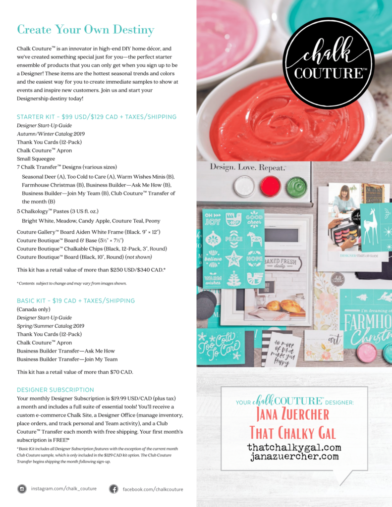 new designer starter kit - chalk couture - jana zuercher - that chalky gal - talkchalkytome dot com